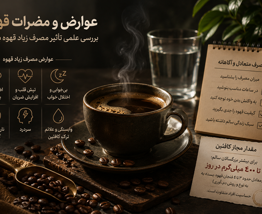 عوارض و مضرات قهوه چیست؟ بررسی علمی تأثیر مصرف زیاد قهوه بر بدن